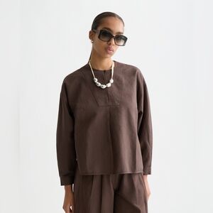 Scotch & Soda Cotton linen bib shirt Plus 2X